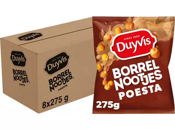 Een Borrelnootjes Duyvis poesta zak 275gr koop je bij Van Leeuwen Boeken- en kantoorartikelen