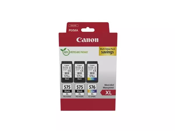 Inktcartridge Canon PG-575XL + CL-576XL 2x zw+kleur