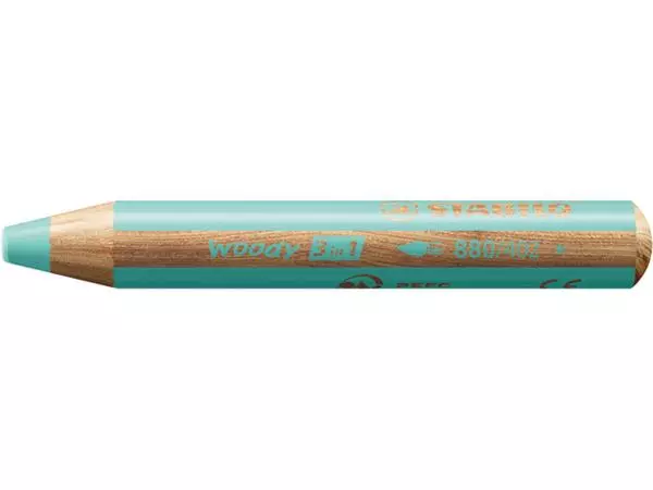 Een Crayon de couleur STABILO 880 woody 3-en-1 multi-surfaces pastel bleu koop je bij Van Hoye Kantoor BV