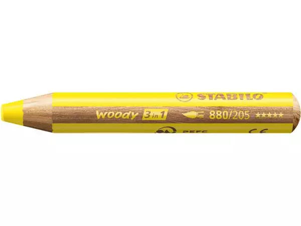 Een Crayon de couleur STABILO 880 woody 3-en-1 multi-surfaces jaune koop je bij QuickOffice BV