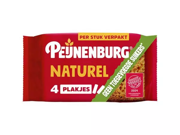Een Koek Peijnenburg naturel zonder toegevoegde suiker 4-pack koop je bij Van Leeuwen Boeken- en kantoorartikelen