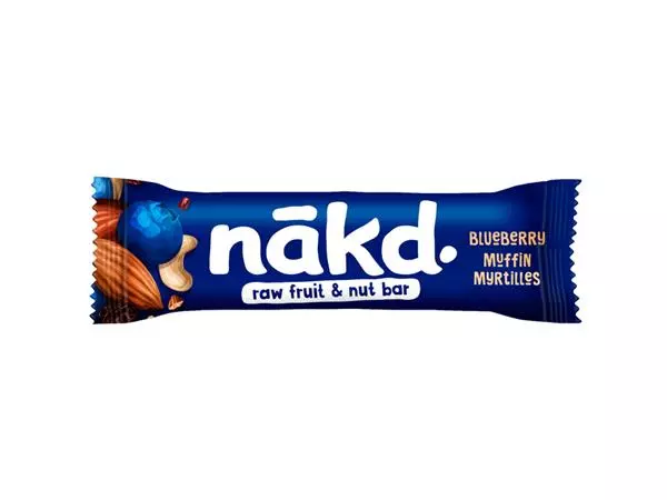 Een Fruit- en notenreep NAKD blueberry muffin 18x35 gram koop je bij EconOffice