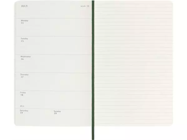 Een Agenda 2025 Moleskine 12M Planner Weekly 7dagen/1pagina large sc myrtle green koop je bij Goedkope Kantoorbenodigdheden