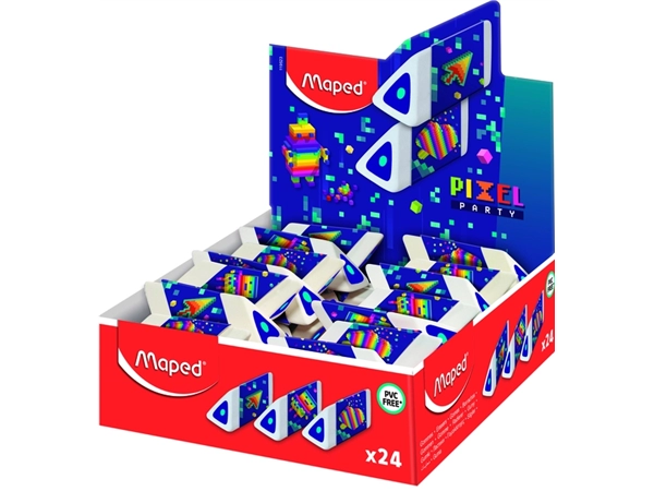 Een Gum Maped Pixel Party Pyramid display à 24 stuks koop je bij QuickOffice BV