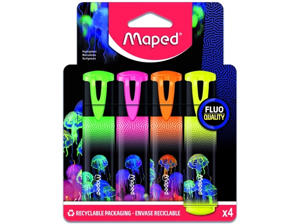 Een Markeerstift Maped Deepsea Paradise set à 4 kleuren koop je bij NiceSupplies.nl