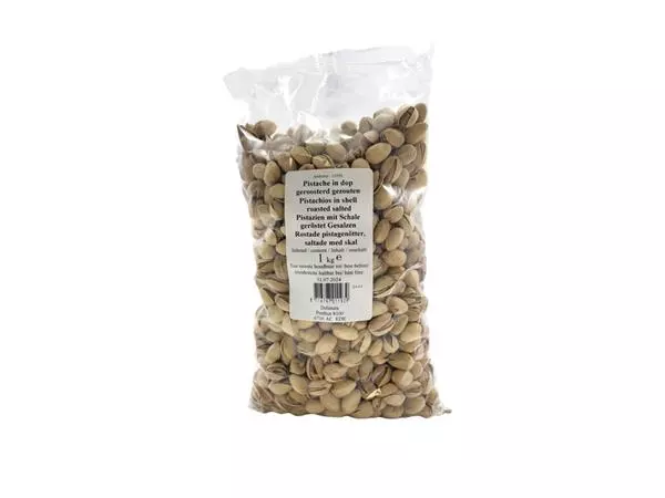 Een Pistachenoten Delinuts in dop gezouten zak 1000 gram koop je bij Alles voor uw kantoor