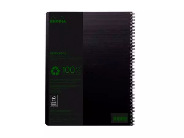 Een Notitieboek Rhodia Greenbook A4+ lijn 4-gaats 180 pagina's 90gr zwart koop je bij NiceSupplies.nl