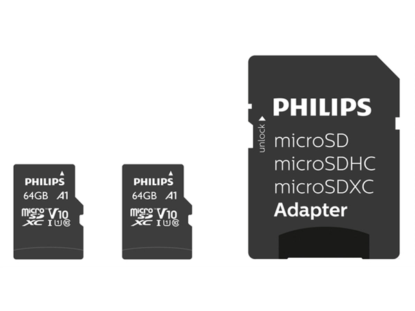 Geheugenkaart Philips micro SDXC Class 10 UHS-I U1 64GB 2 stuks