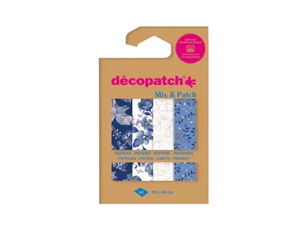 Een Hobbypapier Décopatch 30x40cm set à 4 vel thema Shades of Blue koop je bij EconOffice