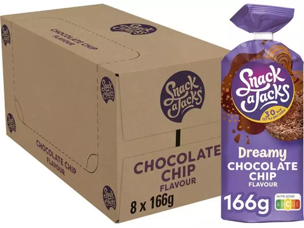 Een Rijstwafel Snack-a-Jacks chocololate chip pak 166 gram koop je bij NiceSupplies.nl