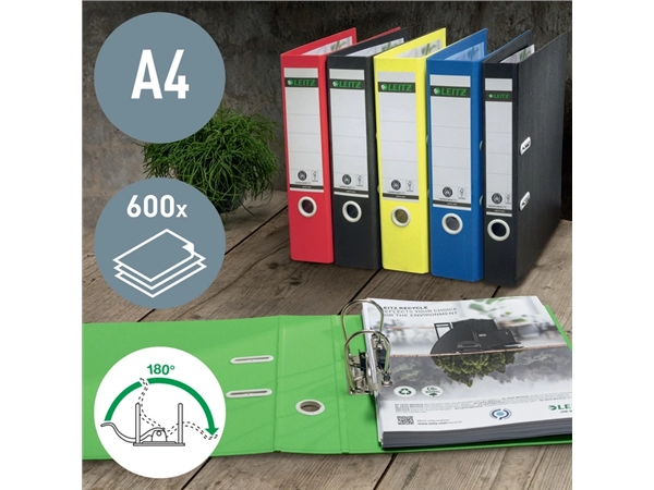 Een Ordner Leitz 180° Recycle 80 mm karton A4 rood koop je bij NiceSupplies.nl