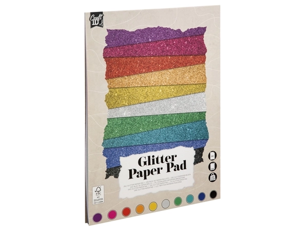 Een Hobbykarton CarftID glitter 24x34cm 180gr 10 vel 10 kleuren koop je bij EconOffice