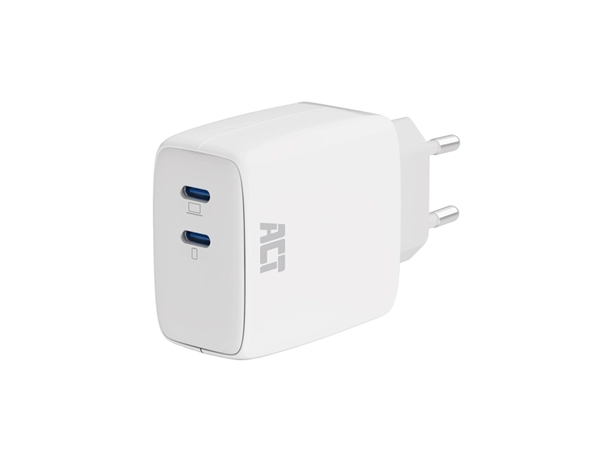 Een Oplader ACT 65w 2-poorts usb c wit koop je bij QuickOffice BV