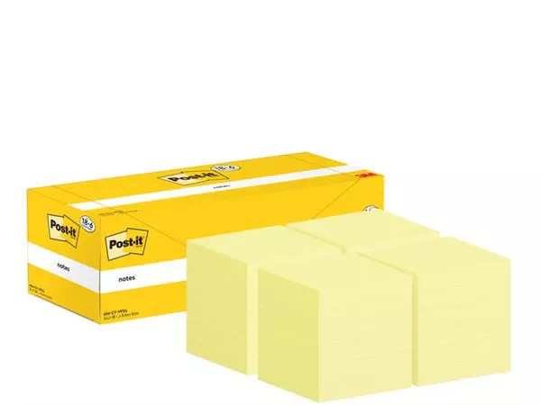 Een Memoblok 3M Post-it 654-CY 76x76mm geel voordeelpak koop je bij Van Leeuwen Boeken- en kantoorartikelen