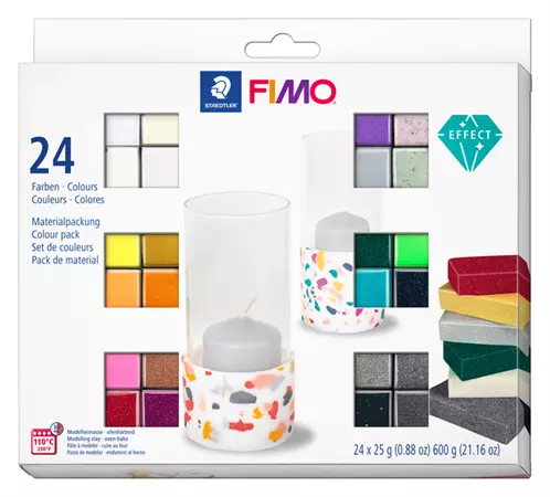Een Klei Fimo effect colour pak à 24 kleuren koop je bij MV Kantoortechniek B.V.