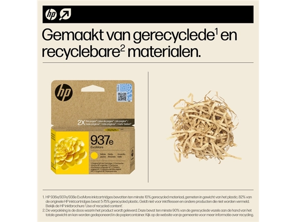 Een Inktcartridge HP 4S6W8NE 937E Evomore geel koop je bij Goedkope Kantoorbenodigdheden