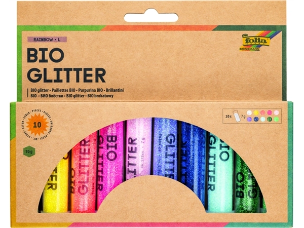 Een Glitterpoeder Bio Folia Rainbow 7gr 10 kleuren koop je bij Klik Office BV