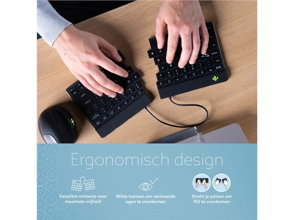 Een Toetsenbord R-Go Split Break QWERTY WL zwart koop je bij L&N Partners voor Partners B.V.