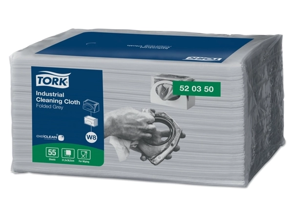 Een Reinigingsdoek Tork Industrial Cleaning W8 55 doeken grijs 520350 koop je bij QuickOffice BV