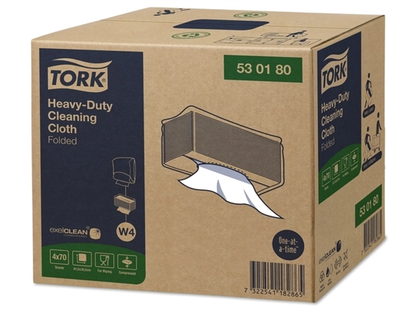 Een Reinigingsdoek Tork Heavy-Duty Cleaning XL W4 nonwoven 70 vel wit 530180 koop je bij QuickOffice BV