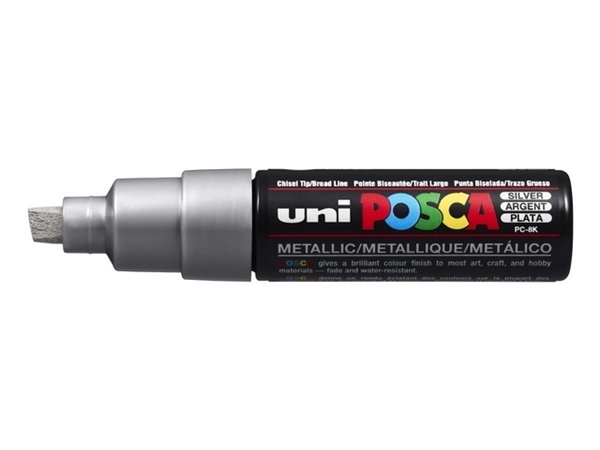 Een Verfstift Posca PC8K breed schuin zilver koop je bij NiceSupplies.nl