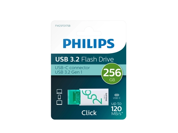 Een USB Stick Philips Click USB-C 256GB Spring Green koop je bij KantoorProfi België BV