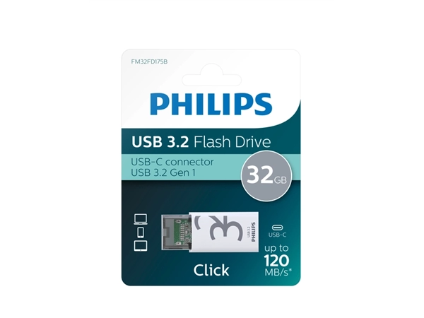 Een USB Stick Philips Click USB-C 32GB Shadow Grey koop je bij Goedkope Kantoorbenodigdheden