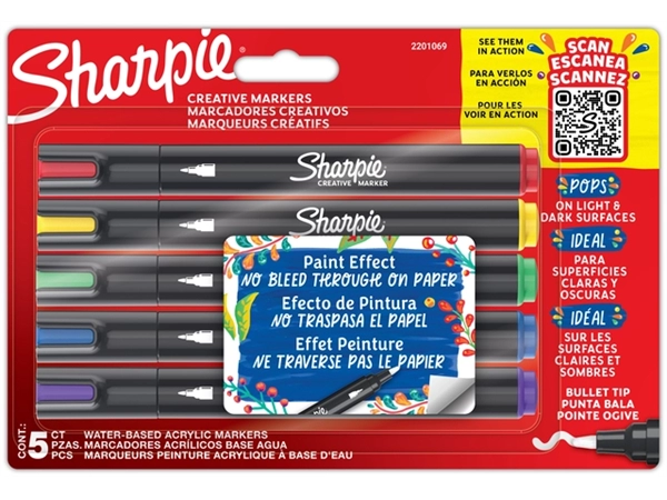 Een Viltstift Sharpie Creatieve marker assorti blister à 5 stuks koop je bij KantoorProfi België BV