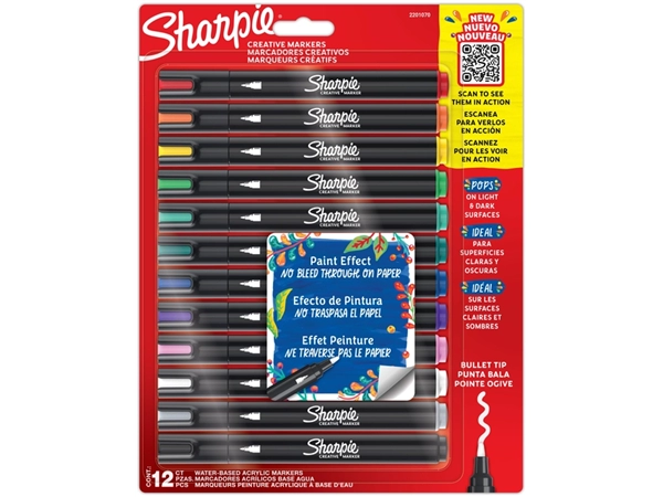 Een Viltstift Sharpie Creatieve marker assorti blister à 12 stuks koop je bij Van Hoye Kantoor BV