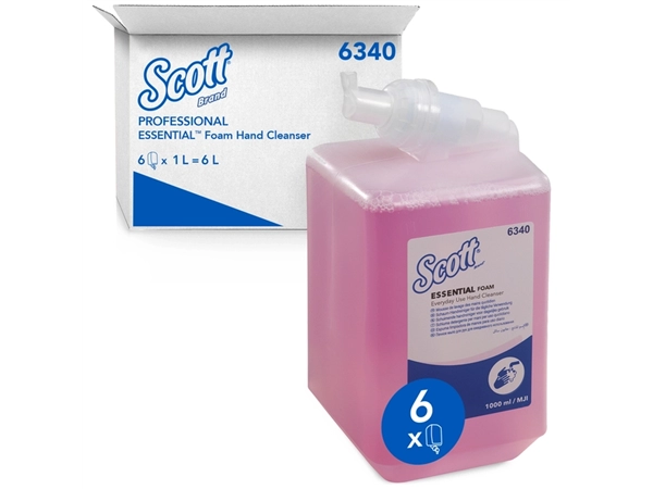 Een Savon mousse mains Scott Essential 6340 rose 1000ml koop je bij QuickOffice BV