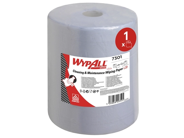 Poetsrol WypAll L20 2-laags 32,5cmx190m 500 vel blauw 7301