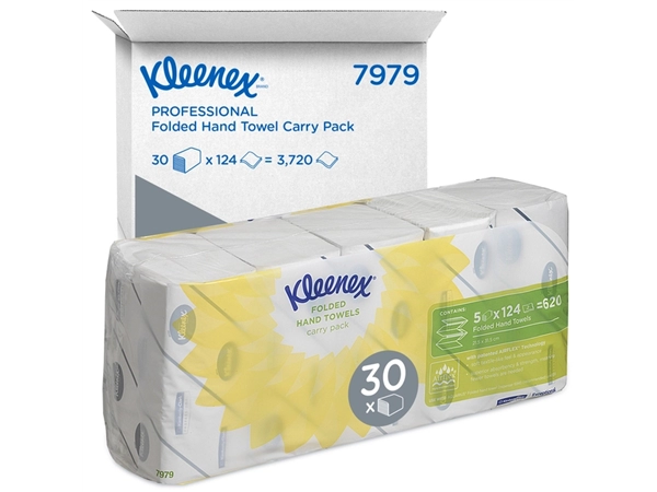 Handdoek Kleenex Ultra i-vouw 2-laags 21,5x31,5cm 5x124stuks 7979