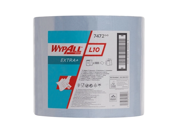 Een Poetsrol WypAll L10 EXTRA 1-laags 23,5cmx380m 1000vel blauw 7472 koop je bij EconOffice