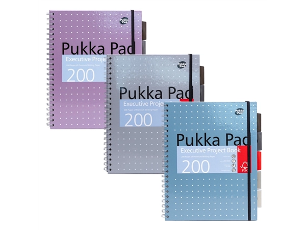 Een Carnet de projets Pukka Pad Metallic Executive A4 ligné 5 intercalaires 200 pages 80g assorti koop je bij Van Hoye Kantoor BV