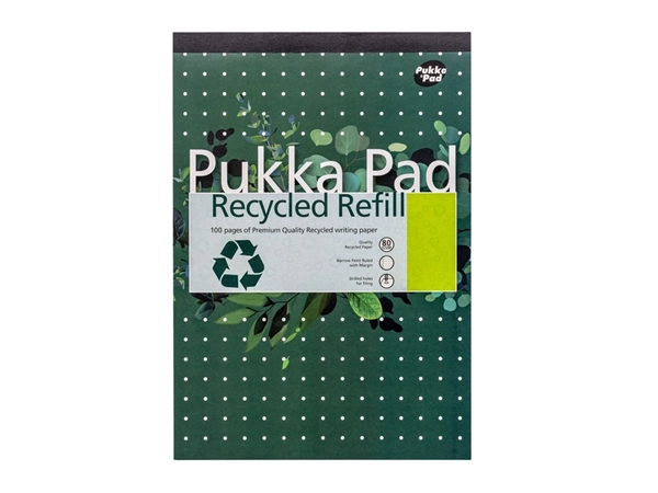 Een Schrijfblok Pukka Pad Recycled A4 lijn 4-gaats 100 vel 80gr koop je bij MV Kantoortechniek B.V.