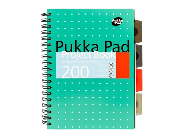 Projectboek Pukka Pad Metallic B5 lijn 4-tabs 200 pagina's 80gr groen