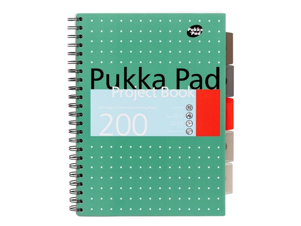 Een Carnet de projets Pukka Pad Metallic A4 ligné 5 intercalaires 200 pages 80g vert koop je bij QuickOffice BV