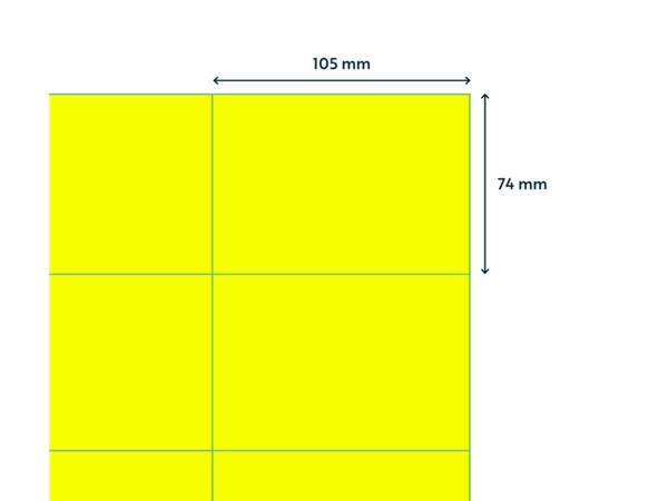 Een Etiket Rillprint 105x74mm fluorgeel 800 etiketten koop je bij NiceSupplies.nl