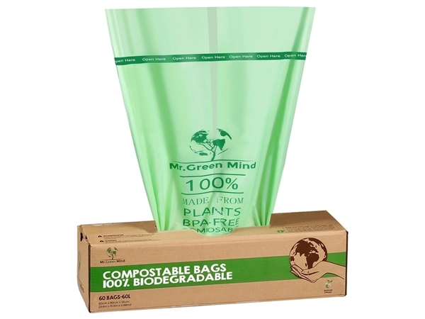 Een Afvalzak bio Mr.Green Mind 60x80cm 60 liter dispenser 60 stuks koop je bij Klik Office BV