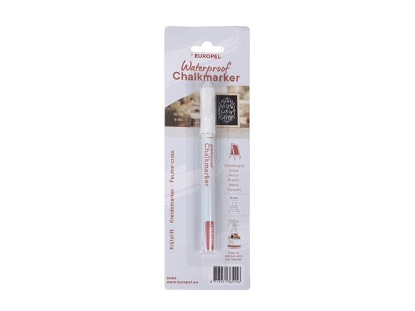 Een Krijtstift Europel watervast 1-3mm wit blister 1 stuk koop je bij Tonerinktshop