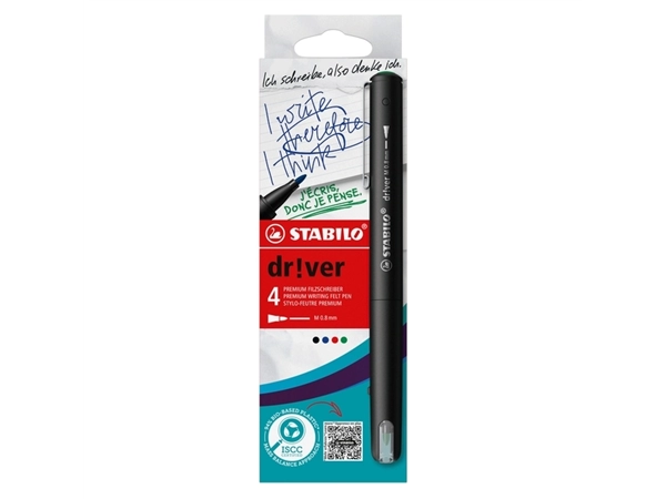 Een Fineliner STABILO dr!ver medium assorti 4 stuks koop je bij Unimark Office B.V.