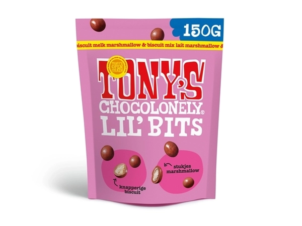 Een Chocolade Tony's Chocolonely Lil' Bits melk marshmallow & biscuit 150 gram koop je bij BUROPORT BV