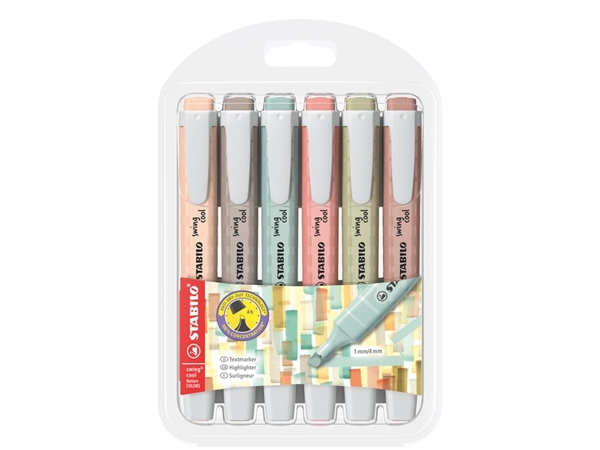 Een Markeerstift STABILO Swing cool nature colors assorti 6 stuks koop je bij MV Kantoortechniek B.V.