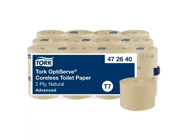 Een Toiletpapier Tork T7 Advanced Optiserve Coreless 2-laags 94m naturel 472640 koop je bij Holzem Kantoorefficiency