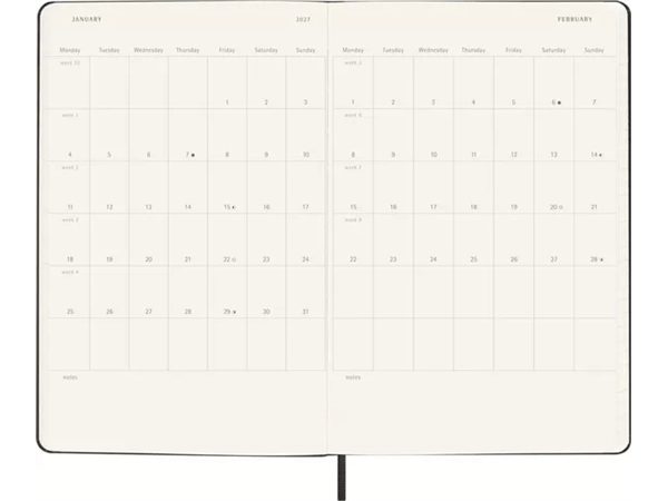 Een Agenda 2027 Moleskine 18M Planner Weekly 7dagen/1pagina large hc black koop je bij Van Leeuwen Boeken- en kantoorartikelen