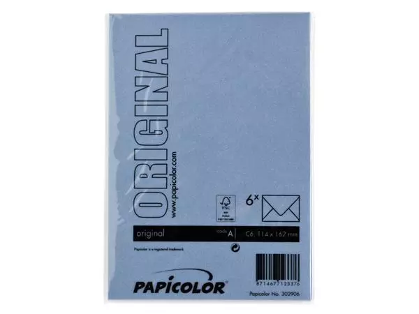 Een Envelop Papicolor C6 114x162mm donkerblauw pak à 6 stuks koop je bij Unimark Office B.V.