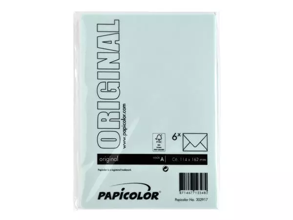 Een Envelop Papicolor C6 114x162mm zeegroen pak à 6 stuks koop je bij NiceSupplies.nl