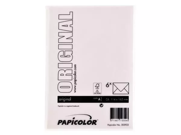 Een Envelop Papicolor C6 114x162mm lichtroze pak à 6 stuks koop je bij NiceSupplies.nl