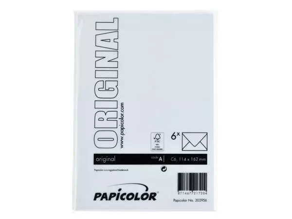 Een Envelop Papicolor C6 114x162mm babyblauw pak à 6 stuks koop je bij NiceSupplies.nl