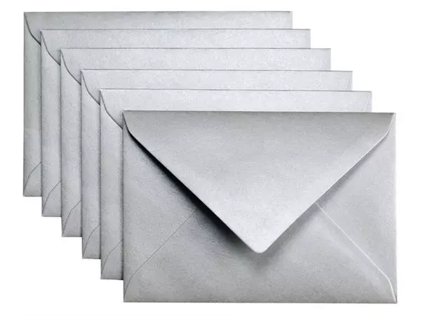 Een Envelop Papicolor C6 114x162mm metallic zilver koop je bij Totaal Kantoor Goeree
